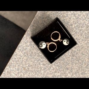 Yin Yang Golden Dangle Hoop Fashion Earrings